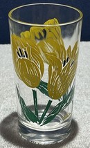 Vtg 1950&#39;s Boscul Peanut Butter Jar 5&quot; Water Glass Yellow Tulips Small L... - £11.59 GBP