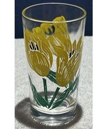 Vtg 1950&#39;s Boscul Peanut Butter Jar 5&quot; Water Glass Yellow Tulips Small L... - $14.85