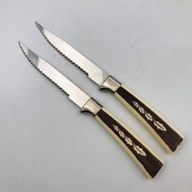 Two (2) Vintage Regent Sheffield Steak Knife Replacement Treasure Chest Leaf 8&quot; - $9.49