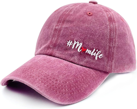 Mom Hat for Women, Washed Distressed Mom Life Baseball Cap, Gift for Mama, Mom t - £15.17 GBP