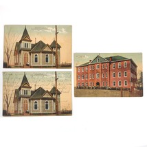 3x 1908 MOORESVILLE NC Lithograph Postcards, Grade School &amp; Presbyterian... - £12.14 GBP