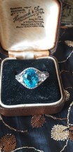 Vintage 1990-s 925 Sterling Silver Aquamarine Ring  Size US 6  ,UK M Hal... - $88.11