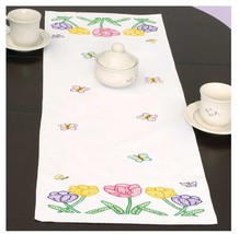 Jack Dempsey Needle Art Beautiful Blooms Table Runner - £10.21 GBP