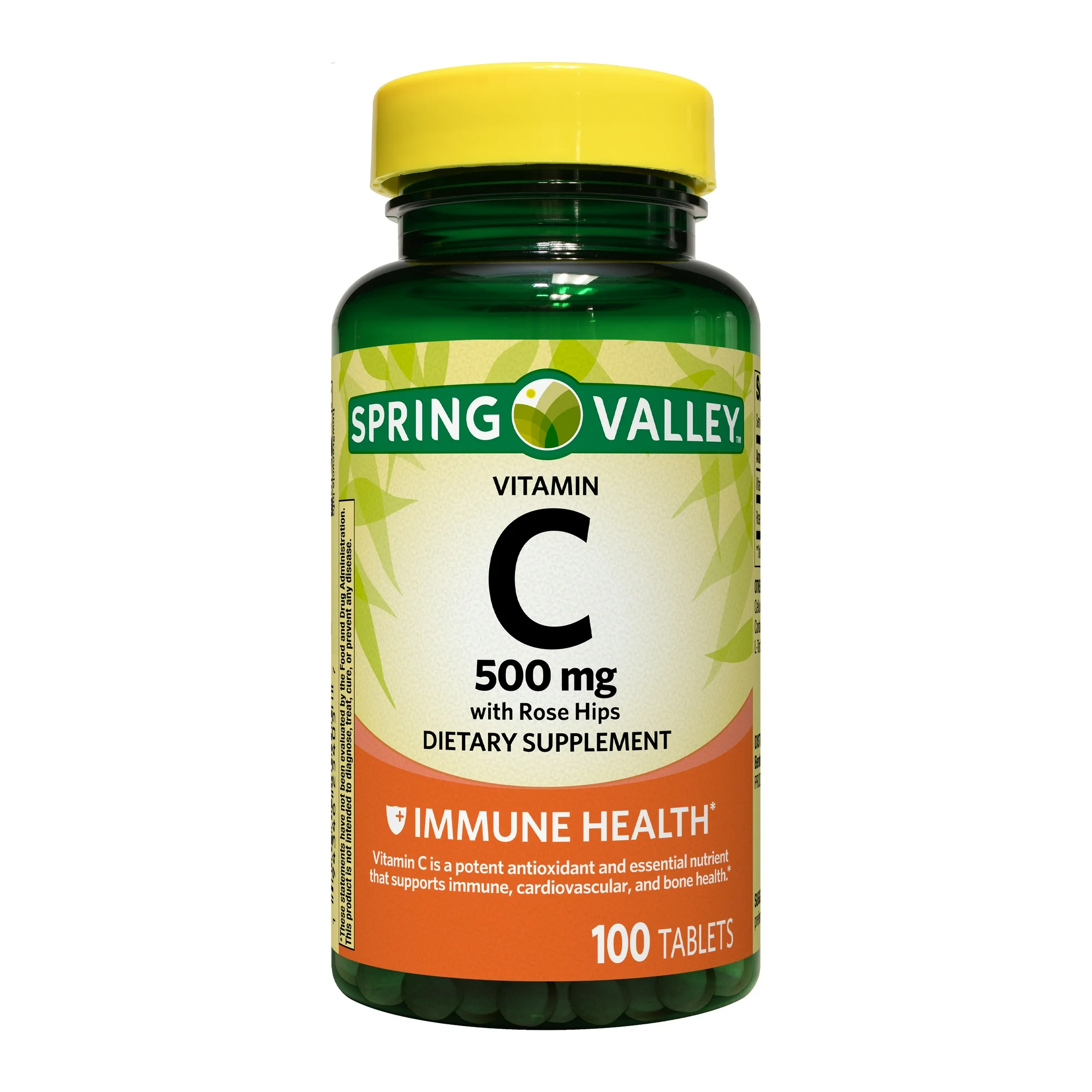 Spring Valley Vitamin C Supplement with Rose Hips Tablets | 500 mg | 100 Count