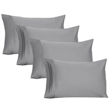 4-Pack Pillowcase Set 1800 Thread Count Egyptian Quality Microfiber Double Brush - £20.77 GBP