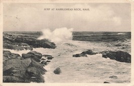 Marblehead Collo Massachusetts Ma ~ Surf Schiantarsi Su Rock ~1913 Kagan Foto - £8.73 GBP