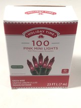 Holiday Time 100 Rose Mini Lumières Câble Vert Intérieur Extérieur 7m Corde - £10.75 GBP