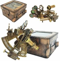 Vintage Maritime Brass Nautical Sextant Leather Case Kelvin Hughes Londo... - £59.10 GBP