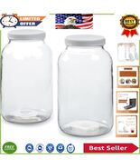 2 Pack Wide Mouth 1 Gallon Glass Jars with Durable Snap Lids for Food St... - $69.67 CAD