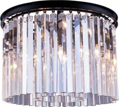 Flush-Mount Ceiling Light SYDNEY Transitional 6-Light Matte Black Crystal Steel - £1,153.84 GBP