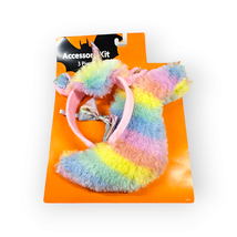 Rainbow Unicorn 3 Piece Accessories Set Tail Headband Bowtie Halloween C... - £7.71 GBP