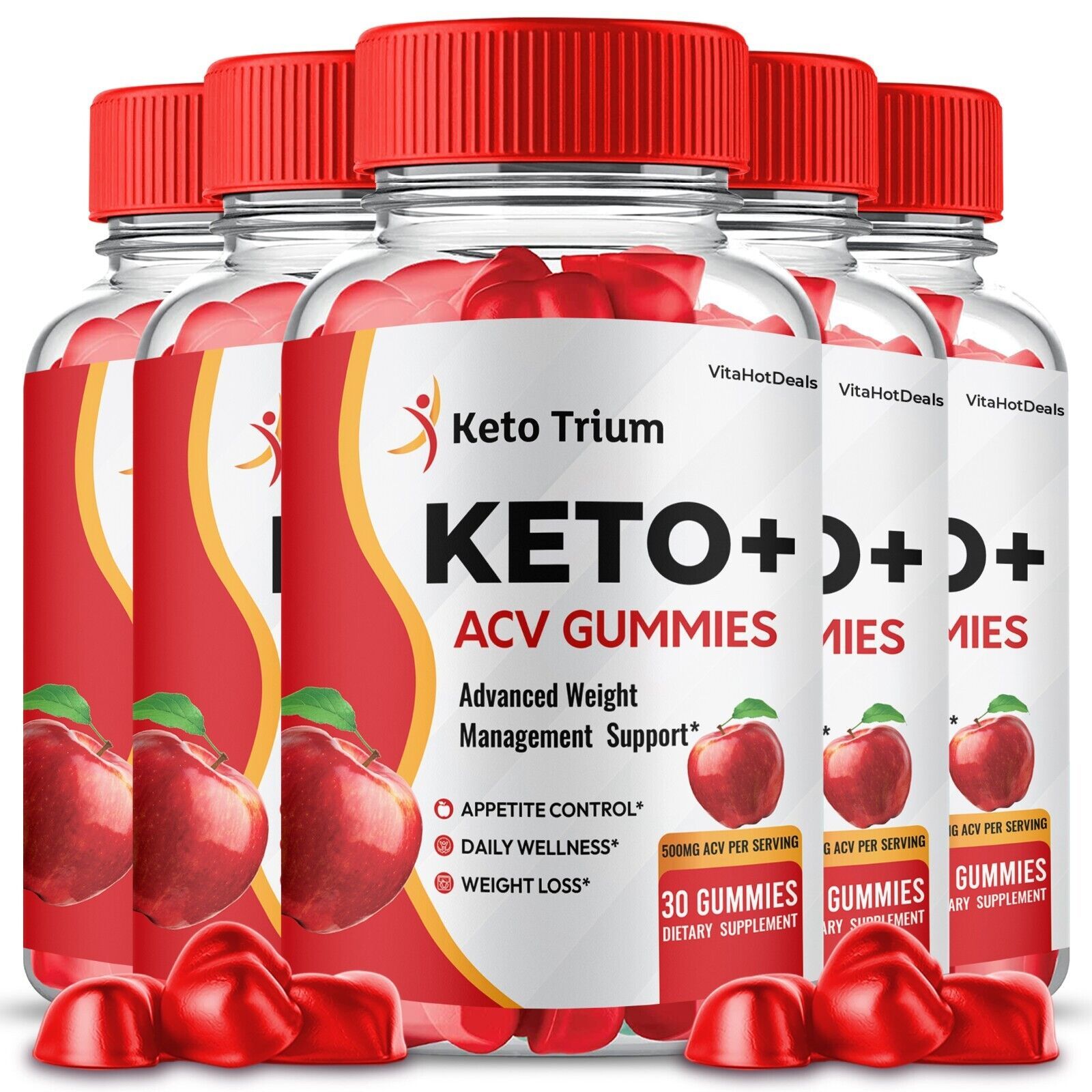 5 Pack Keto Trium ACV Gummies Max Strength Formula Dietary Supplement