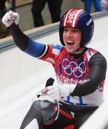 ERIN HAMLIN 8X10 PHOTO LUGE OLYMPICS USA PICTURE CELEBRATION - $4.94