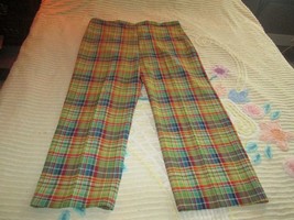 Vintage Plaid Tartan Knit Wide Leg Flare Pants Rockabilly trousers Disco... - £49.77 GBP