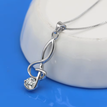 2Ct Round Cut Real Moissanite Music Symbol Pendant 14K White Gold Plated Silver - £236.08 GBP