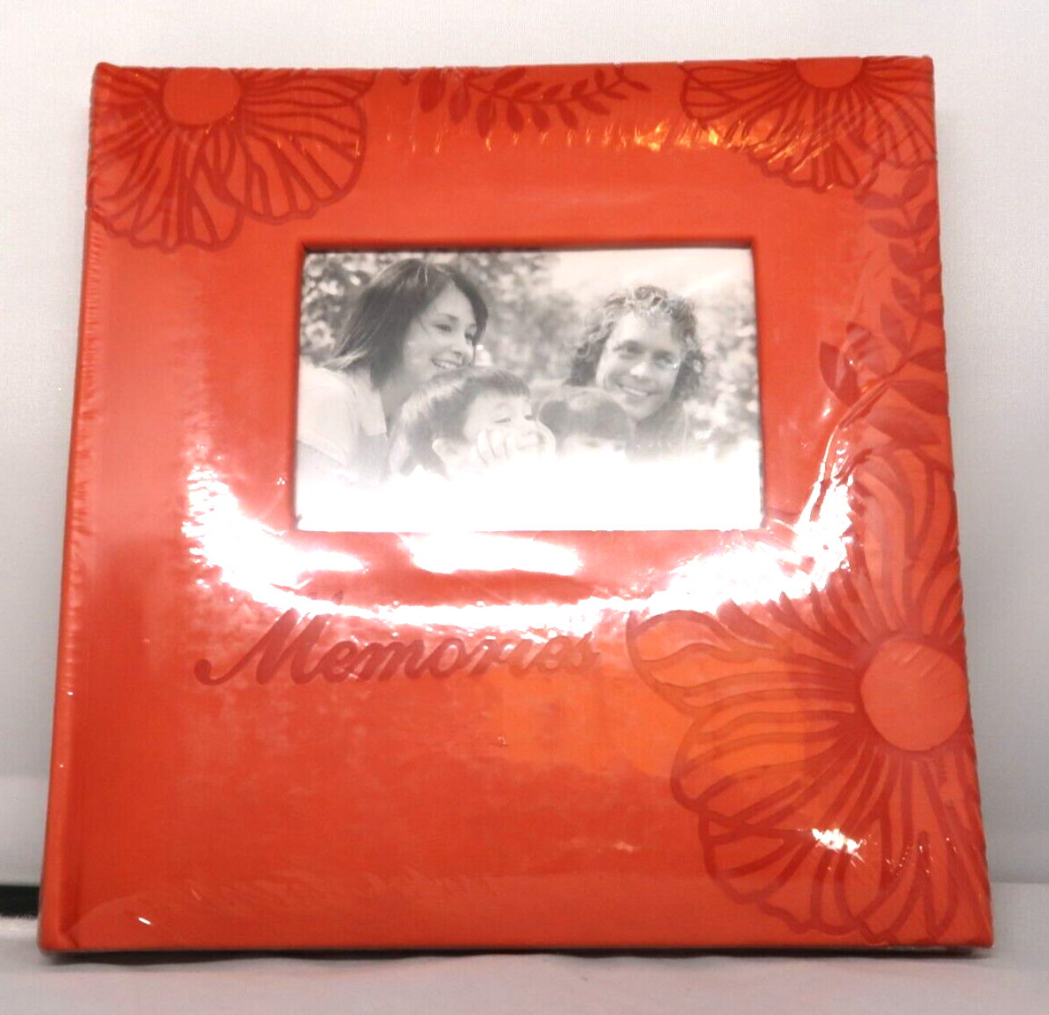 Primary image for Photo Album With Picture Window Embossed Floral Burnt Orange 8x8 New Sealed