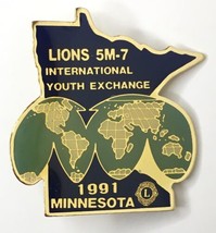 Lions Club 5M-7  International Youth Exchange 1991 Minnesota Lapel Pin - £9.61 GBP