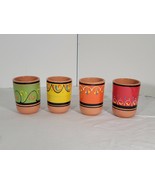Cactus Canyon Made In Spain Pottery Tumblers Multi-Color Red Yellow Gree... - $34.17 CAD