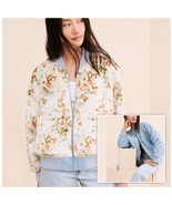 Urban Outfitters Cara Reversible Floral Blue Satin Bomber Jacket NWOT - $77.83 CAD