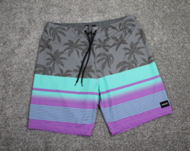 Hurley Phantom Board Shorts Men 32 Grey Purple Blue Palm Striped Recreation Swim - £17.29 GBP