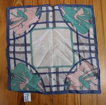Vtg 80s Ginnie Johansen 1988 Art Deco Floral Handkerchief Square Scarf 11&quot; - £12.13 GBP