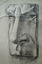 Vintage Original Signed Graphic Drawing. &quot;Fragment of the Male Face&quot; 1960s - £30.37 GBP