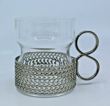 Iittala Finland Tsaikka Clear Glass 1 Tea Mug Cup Silver Handle Timo Sar... - $32.55