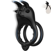 Vibrating Cock Ring, Double Penis Ring Vibrator With Bull Design &amp; 10 Vibration  - £15.13 GBP