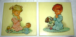 Vintage Praying Boy and Girl Wall Plaques 1962 PETE HAWLEY 8.5&quot; Set of 2 - £27.90 GBP