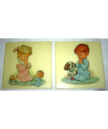 Vintage Praying Boy and Girl Wall Plaques 1962 PETE HAWLEY 8.5&quot; Set of 2 - £27.93 GBP