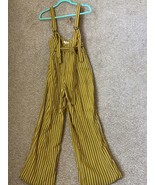 A. Peach Woman’s Mustard Yellow Striped Sleeveless Pant Jump Suit Size M... - $35.99