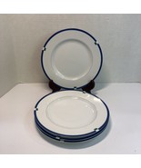 Mikasa Townaire 4 Bread Plates 8.25&quot; White Blue Green Band - £27.25 GBP