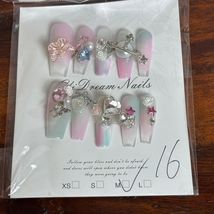 Dream Nails 3D Rhinestone Charms Butterfly Flower Press On Nails Set - $17.82