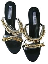 CAPE Robbin Open Toe Sandals ~ Size 10 ~ 4.25&quot; Heel ~ ROMA ~ Chain Embel... - $35.00
