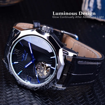 Top Brand Luxury Watch Blue Ocean Geometry Design Transparent Skeleton D... - $34.00