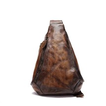 GAGACIA 2023 New Handmade Embossed  Women's Retro Chest Bag Lady hide Leather Cr - $159.33