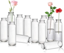 Set Of 12 Glass Bud Vase, Clear Vases For Flowers, Small, Wedding Reception - £24.75 GBP