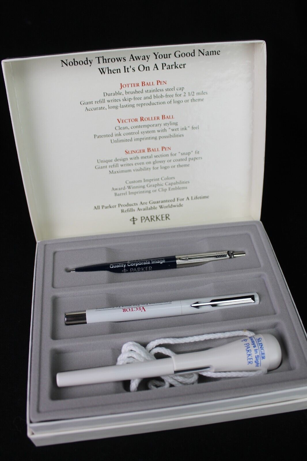 Vintage Parker pen PROMOTIONAL SALESMANS SAMPLE advertisement box 1990's RARE! - $119.99