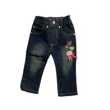 SGS Girls Infant Baby Size 6 12 months Jean Blue Denim Embroidered Lolli... - $7.69
