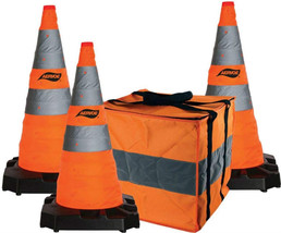 Aervoe 1186-3 Heavy Duty 28&quot; Collapsible Orange &amp; Silver Safety Cone (3 Pack) - £95.10 GBP