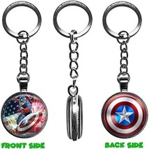 1 Captain America Double Sided Bezel Pendant Key Chain for Gift - £9.37 GBP