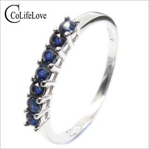 100% Natural Dark Blue Sapphire Ring for Woman 7 PCS 2.5 Mm SI Grade Sapphire Ri - £40.74 GBP