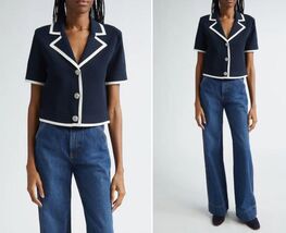 NEW AUTH Veronica Beard Stovall Contrast Detail Crop Knit Jacket - $165.00