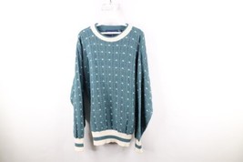 Deadstock Vtg 90s Streetwear Mens XL Hand Framed Geometric Knit Dad Sweater USA - £79.09 GBP