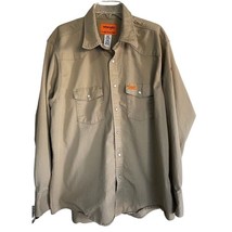 Wrangler Flame Resistant Shirt Mens XXL Khaki Pearl Snap Long Sleeve FR1... - $29.39