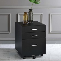 Black &amp; Chrome 3-Drawer Rectangular File Cabinet Office Storage - $2,534.84 MXN