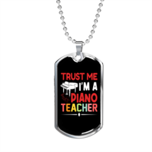 Musician Necklace Piano Teacher Necklace Stainless Steel or 18k Gold Dog Tag 24 - £37.15 GBP+