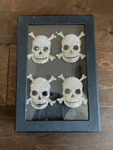 Tahari Home Halloween Napkin Rings Set of 4 Skull Crossbones Rhinestones... - £23.55 GBP