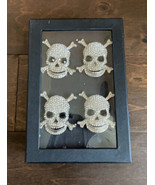 Tahari Home Halloween Napkin Rings Set of 4 Skull Crossbones Rhinestones... - £23.55 GBP