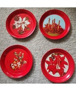 Vintage Atlantic Metal Christmas Coasters Set Of 4 See Pictures - $8.99